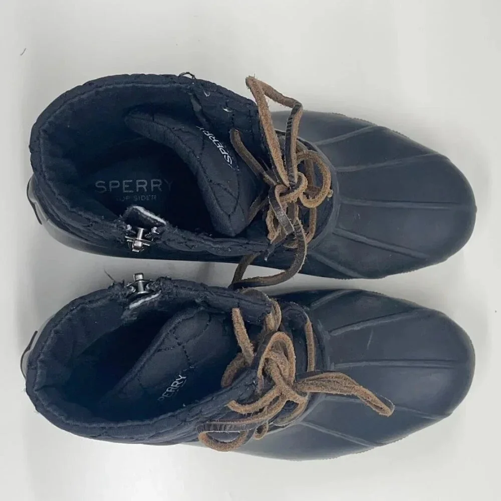 Girls Sperry Saltwater Core Black Rubber Boots [STS94063] Size 3